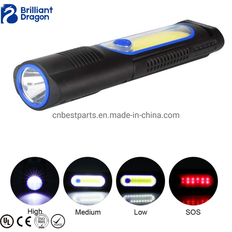 Portable LED Flashlight Car Inspection Work Lamp Emergency Portable Rechargeable LED COB Handheld Torch Work Light